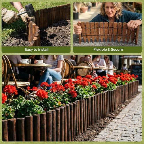 WORTH Wooden Edging for Landscaping, Flexible Garden Lawn Border 12" x 42" - color: 1-Pack 11.8"x42"