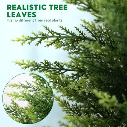 4 ft Artificial Cedar Topiary Trees Set of 2 Outdoor Faux Plants - color: Green, size: 4FT