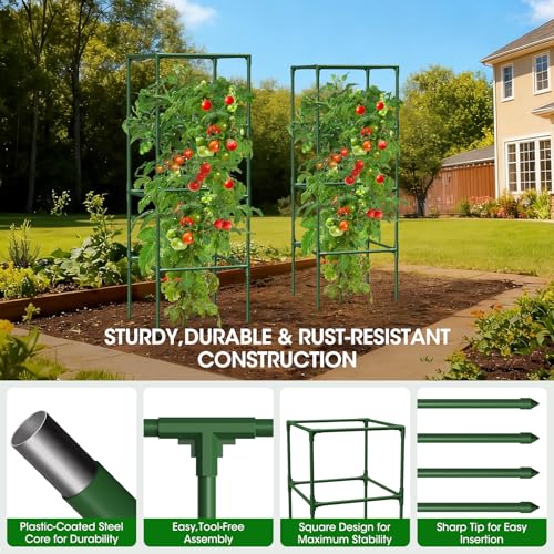 4 Pack Tomato Cage for Garden Support, 43 inch Tall Adjustable Plant Support Stakes, Tomato Trellis Extra Bold for Climbing Vegetables Plants Flowers - style: 4 Pack