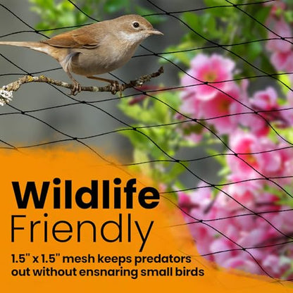 Harvesto Heavy Duty Bird Netting for Chicken Coops & Runs | Tree & Garden Netting Mesh 1-1/2" | Keep Hawks, Birds & Predators Away | Bird Netting for Blueberry Bushes, Vegetables & Fruit (50' x 150') - size: 50 x 150 ft