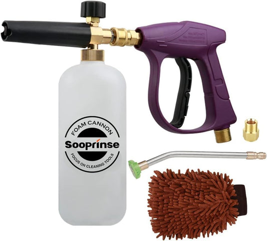Sooprinse Foam Cannon Snow Foam Lance Nozzle Pressure Washer Jet Wash，Foam cannon lance kit with Pressure Washer Spray Gun,30 Degree Gutter Cleaner Wand with Nozzle Tip Attachment - color: Purple
