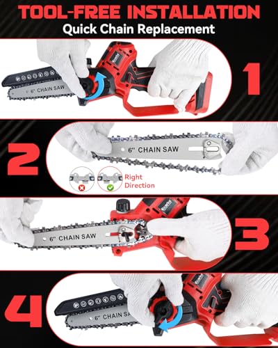 Ecarke Electric Mini Chainsaw Compatible with Milwaukee 18V - color: Red, size: 8 Inch & 6 Inch