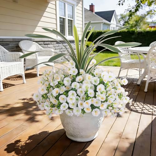 INXUGAO Artificial Flowers for Outdoors Fake Plants UV Resistant Outside - color: White