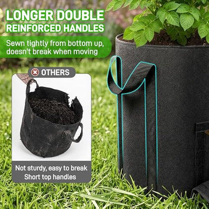 Mulctun 20 Gallon Potato Grow Bags, Grow Bags with Harvest & Visible Windows,Potato Bags for Growing Potatoes with Sturdy Handles,Potato Growing Containers for Growing Potatoes Vegetables - size: 1 Pack