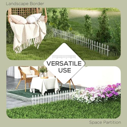 Outsunny 5 Pack Metal Decorative Garden Fence, 9.2' x 17.25", White - color: White