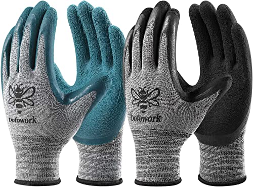 DOFOWORK Gardening Gloves - 6 Pair Gardening Gloves for Women/Men with Grip - color: Black & Green, Large