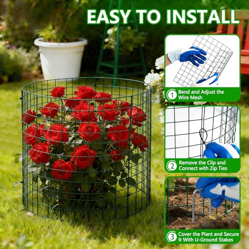 4 Pack Plant Protectors from Animals, 12x12 Inch Metal Garden Cages - color: 4 Pack, size: 12x12 IN
