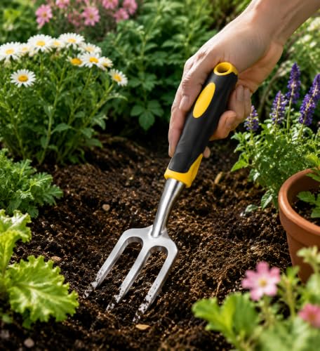 Garden Hand Trowel, Heavy Duty Stainless Steel Shovel for Planting (3-Prong Cultivator) - color: 3-Prong Cultivator