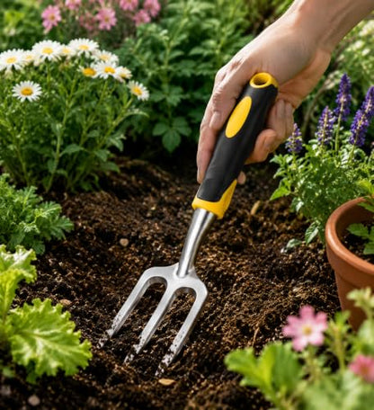 Garden Hand Trowel, Heavy Duty Stainless Steel Shovel for Planting (3-Prong Cultivator) - color: 3-Prong Cultivator