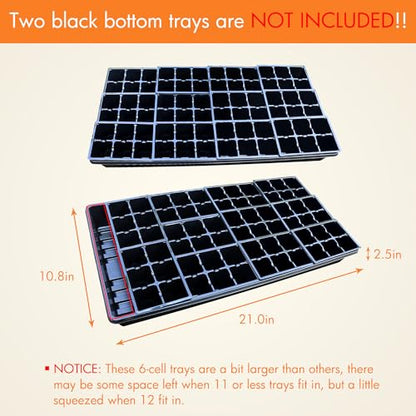 Gardzen 120 Pack 6 Cell Seed Starter Trays with Drainage Holes Black - color: Black, size: 120 Pcs