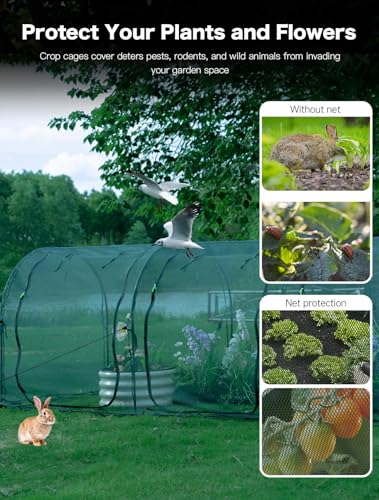 Poray Large 12.3X4FT Tunnel Plant Netting Cover,4.1FT Tall Crop Cage Tomato Netting for Vegetables&Fruits,Durable Gardening Net for Plant and Animals - style: 147*49*49inches Tunnel