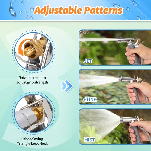 AUTOMAN Full Size Garden Hose Nozzle 2 Pack, High Pressure Pistol Grip Water Nozzle Sprayer with Threaded Front, Adjustable Spray Water Flow for Washing Car, Cleaning Ground, Watering Plants - size: 2 Pack, style: Zinc Alloy+TPR