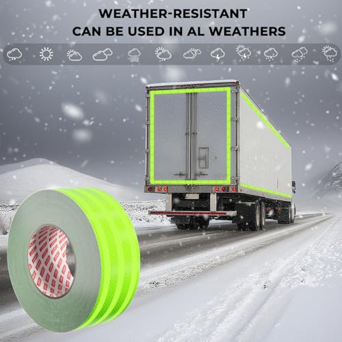 SWRT 2 Inch X 160 FT Reflective Tape Outdoor Waterproof DOT-C2 Fade Resistant Fluorescent Green Reflective Strong Adhesive Safety Warning Reflector Conspicuity Tape for Trailer Trucks Bikes - size: 2IN x 160FT
