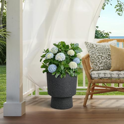 16.8" Pedestal Planters for Outdoor Plants, Large Urn Flower pots S/2 - color: 16.8"h-gray Terrazzo