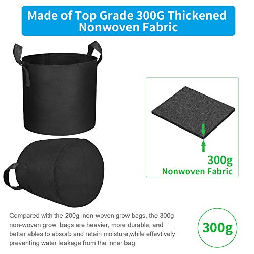12 Packs 7 Gallon Grow Bags, Heavy Duty 300G Thickened Nonwoven Fabric Plant Pots with Handle - size: 7 Gallons