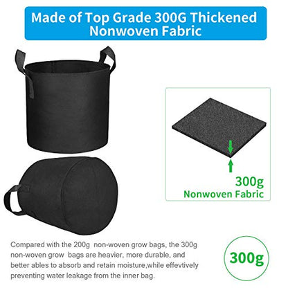 12 Packs 7 Gallon Grow Bags, Heavy Duty 300G Thickened Nonwoven Fabric Plant Pots with Handle - size: 7 Gallons