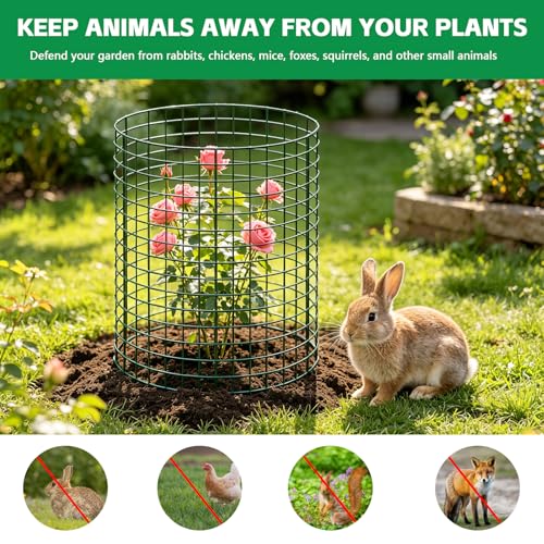 3 Pack Large Wire Plant Protector from Animals 12"x12" Metal Plant Cage - size: 12"x12"