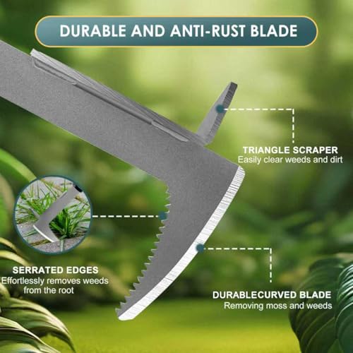 BARAYSTUS Crack Weeder, Stainless Steel Manual Crevice Weeding Tool,13" Weed Grabber Remover, L-Shaped Manual Weeder Puller, Durable Crevice Weeding Tool for Sidewalk Garden Patio Lawn - size: 13 inch