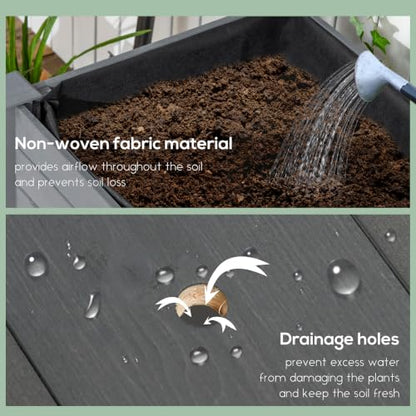 Outsunny Raised Garden Bed Elevated Planter Box 47" x 22" x 33", Dark Gray - color: Dark Gray, size: 47" x 22" x 33"