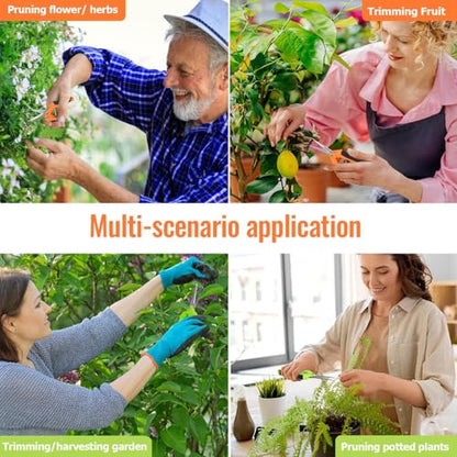 4 Pack Pruning Shears 6.5 Inch Stainless Steel Garden Scissors - color: Orange Green