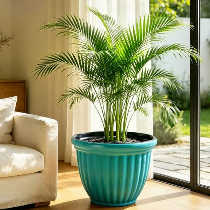 Autodaya 15" Large Planters For Outdoor Plants Set Of 2 Plastic Flower Pots - color: 15"-gradient Teal Green