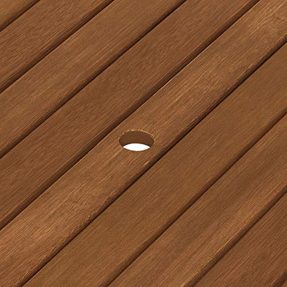 Furinno TIOMAN Outdoor Foldable Patio Table, Natural - size: Round Dining Folding Table