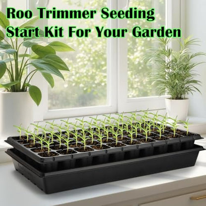 RooTrimmer 10 Pack 1020 Trays and 10 Pack 3.5" Deep 50 Cell Seed Starter Trays, 20" x 10" - Durable Plastic Nursery Flats for Microgreens, Seedling,Seed Germination & Plant Propagation (10 Set) - size: 50 Cells