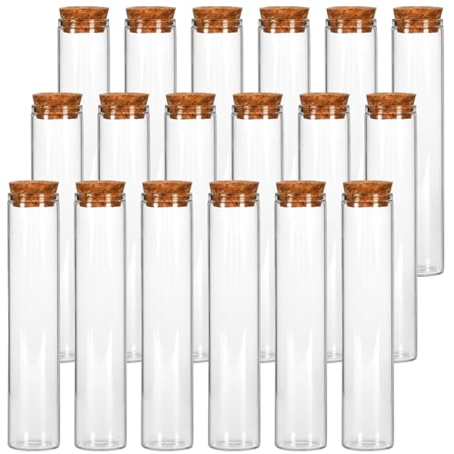 18pcs Glass Test Tubes with Cork Stoppers 25x120mm Flat Bottom