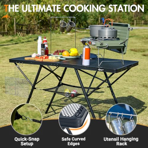 Portal 4 ft Folding Camping Grill Table Heavy Duty Portable Outdoor for BBQ