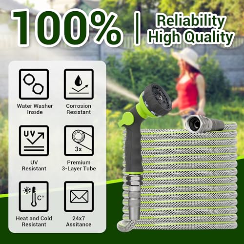100 FT Heavy Duty Garden Hose, 1/2 ID x 100FT Durable Outdoor Water Hose - size: 100FT