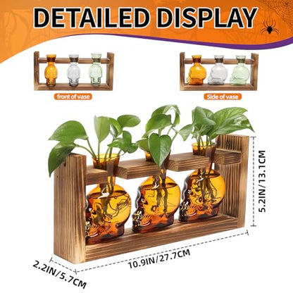 Plant Terrarium Propagation Stations Skull Planter Vase Skulls Decor - color: Amber