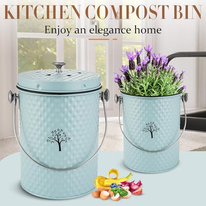 AOSION Countertop Kitchen Odorless Compost Bin with Removable Inner Bucket - color: Blue