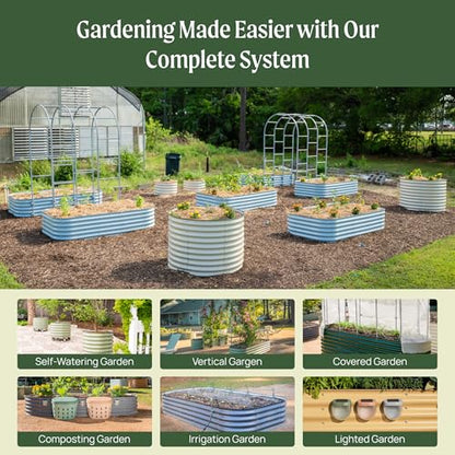 Vego garden 26" Extra Tall Raised Garden Bed Kits, 9 in 1 Modular Raised Planter Box for Vegetables Flowers Fruits Oval Metal Raised Garden-Modern Gray - color: Modern Gray, size: 9 in 1