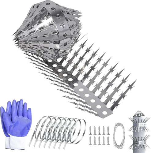 Foneso 304 Stainless Steel Bird Spikes, Anti Climb for Fence & Feeder Poles - size: 120in