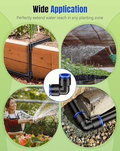 Pawfly 15 Pcs Quick Connect 1/2" Drip Irrigation Elbow Fittings for 1/2 Inch Irrigation Tubing (1/2" ID x 0.62-0.63" OD), Push-to-Fit 2-Way Elbows, 90 Degree Elbow Connectors, Drip Irrigation Parts - size: 15 Pcs Quick Connect 90 Degree Elbow Connectors