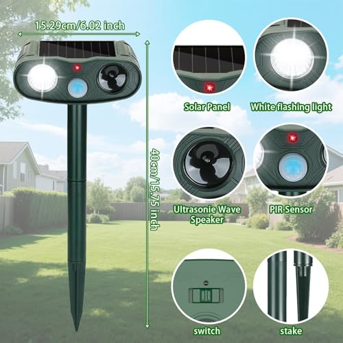 Sonic Fortress Pro Deer Repellent & Solar Deer Deterrent Garden, 2 Pack