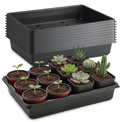 RooTrimmer 10 Pack Seed Starter Trays - Heavy Duty Plastic Flats, Fits 54 Cell Plug Tray, Seedling Tray for Carrying and Holding Plant Nursery Pot,Seed Germination & Plant Propagation (TD377) - size: 54 Cells Bottom Tray-10P
