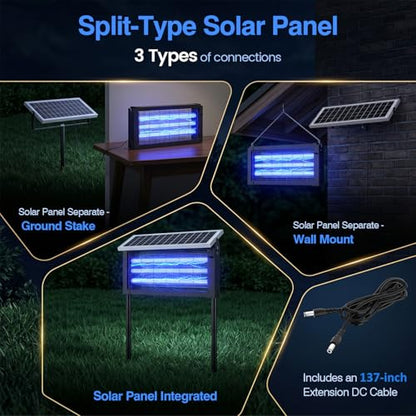 Solar Bug Zapper Outdoor, 30W Powerful Mosquito Zapper Outdoor - size: 19.7 inches for 3500 sq.ft