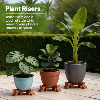 6 Packs Plant Risers, 1.5 Inch Tall Durable Resin Plant Pot Feet for Outdoor & Indoor Planters, Frost Proof Flower Elevators for Garden, Lawn, Patio