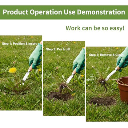 Stainless Steel Weed Puller Tool for Lawn and Garden, Heavy Duty Root Lifter, Leverage Design for Deep Digging and Easy Stand-Up Weeding, Rust-Proof Yard Care Tool