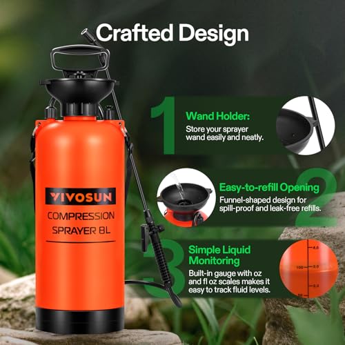 VIVOSUN 2-Gallon Pump Pressure Sprayer - color: Orange, size: 2.1 Gallons