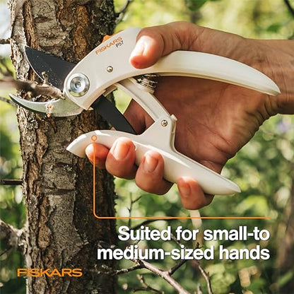 Fiskars PowerLever Garden Bypass Pruning Shears, 3/4" Cut Capacity, White - style: Bypass Pruner