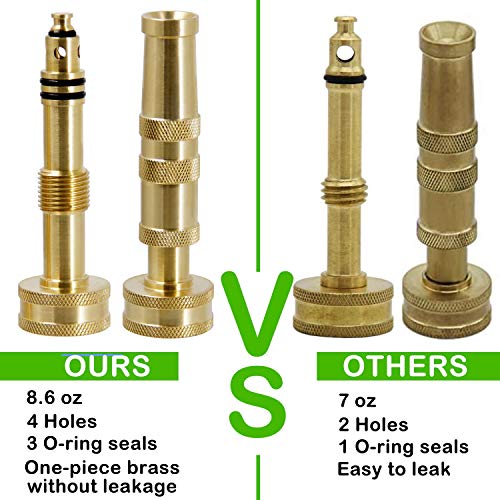 Biswing Brass Hose Nozzles, Heavy-Duty Brass Adjustable Twist Hose Nozzle, 2 Pack (4"), VI3432