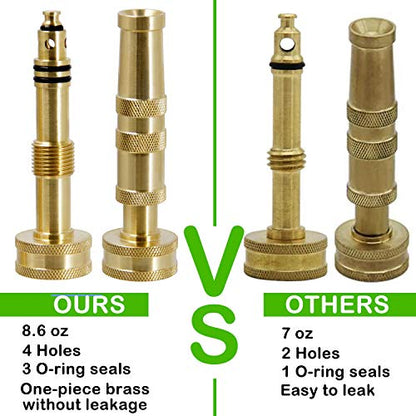 Biswing Brass Hose Nozzles, Heavy-Duty Brass Adjustable Twist Hose Nozzle, 2 Pack (4"), VI3432