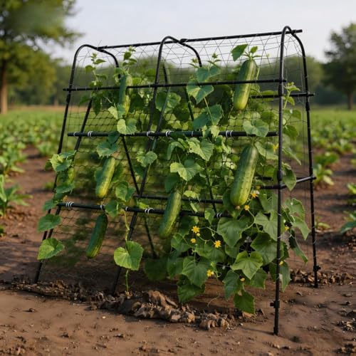 Garden Arch Trellis for Raised Beds, 5.3x5.3FT Plant Support for Cucumbers, Melons, Grapes, Roses & Climbing Vegetables, Outdoor Rust-Resistant Trellis for Vertical Growing, Black - size: 5.3x5.3x2 Ft