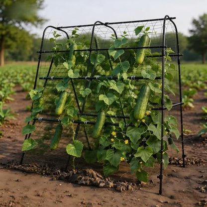 Garden Arch Trellis for Raised Beds, 5.3x5.3FT Plant Support for Cucumbers, Melons, Grapes, Roses & Climbing Vegetables, Outdoor Rust-Resistant Trellis for Vertical Growing, Black - size: 5.3x5.3x2 Ft