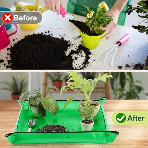 Waterproof Repotting Mat Super Thick for Indoor Potting Soil 39.5"x29.5" - color: Pale Green, size: 39.5" x 29.5"