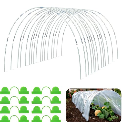 YAYODS 72 Pcs Garden Hoops for Raised Beds, 12 Sets of 8 Ft Long Greenhouse Hoops Grow Tunnel Rust-Free Fiberglass Support Hoops Frame for Netting, DIY Plant Support Garden Stakes for Row Cover