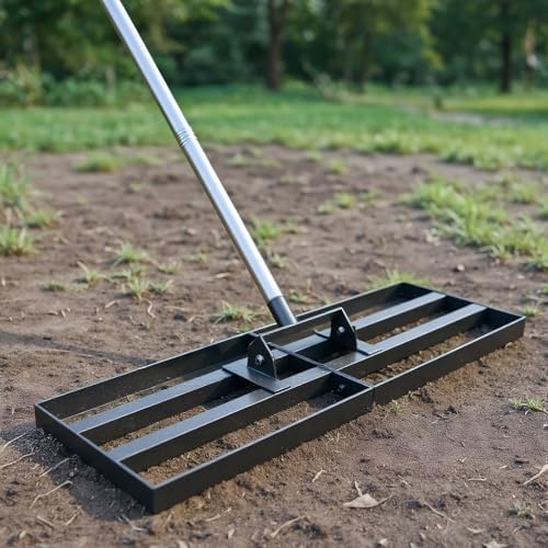 Lawn Leveling Rake 30" x 10" with 78" Adjustable Stainless Steel Handle - Heavy Duty Wide Leveling Tool for Large Areas, Grass & Soil Leveler