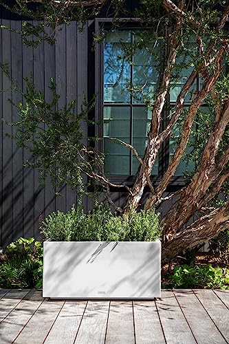 Veradek Block Series Long Box Planter - Rectangular Outdoor Planter - color: White, size: Medium